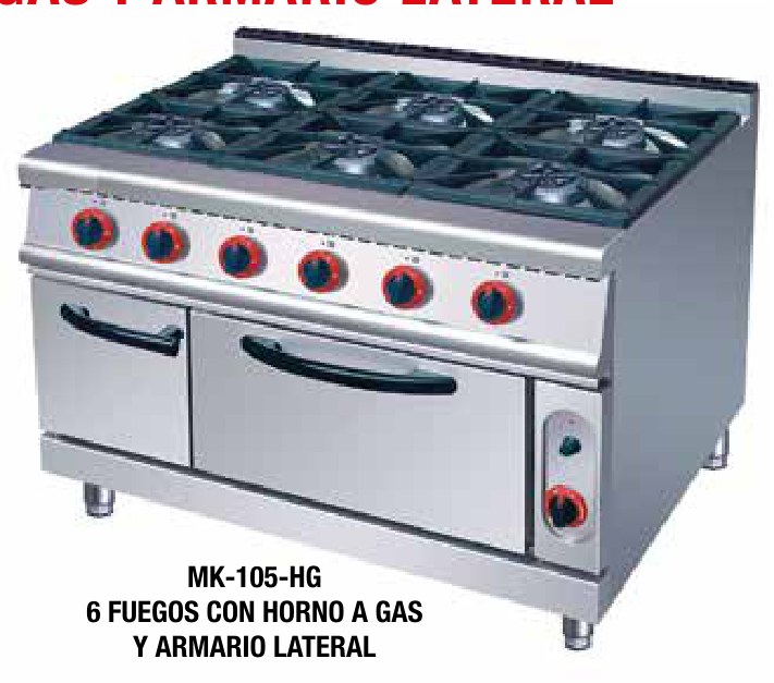 Cocinas Makexpres 6 Fuegos con Horno y Armario Lateral
