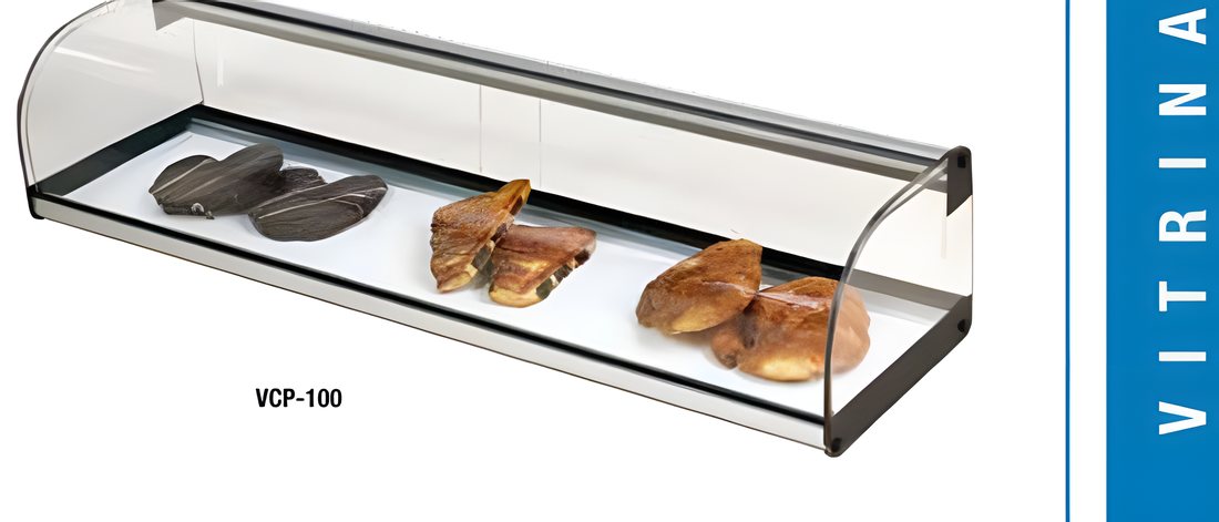 Vitrina Neutra Cristal Curvo con Puertas y Base VCP/NCLP